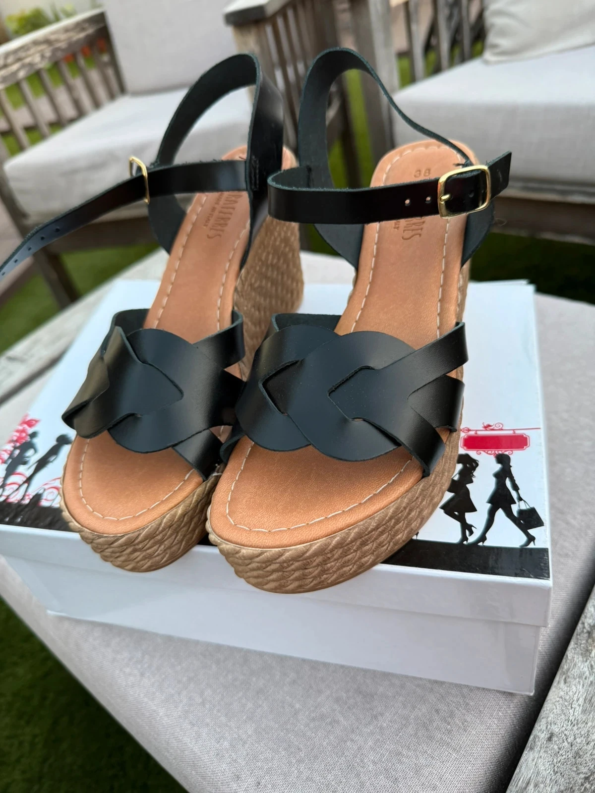 Sandalias de cuña negras con plataforma 🖤 – photo 7